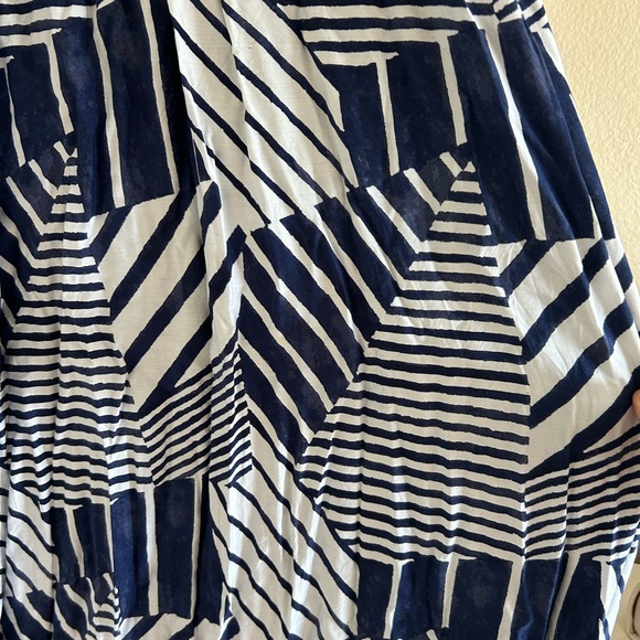 Vineyard Vines Striped Navy Blue and White Tie Neck Size Small Maxi Dress - Picture 5 of 5